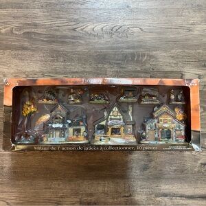 Holiday Time Thanksgiving Village House Set Fall Harvest Houses People 10-pc